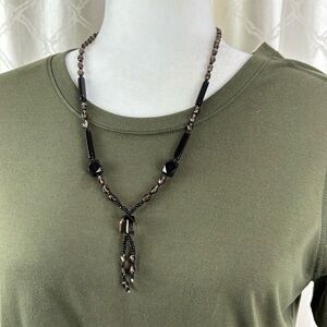 artisan Handmade Elegant Black Onyx and smoky quartz gemstone Necklace